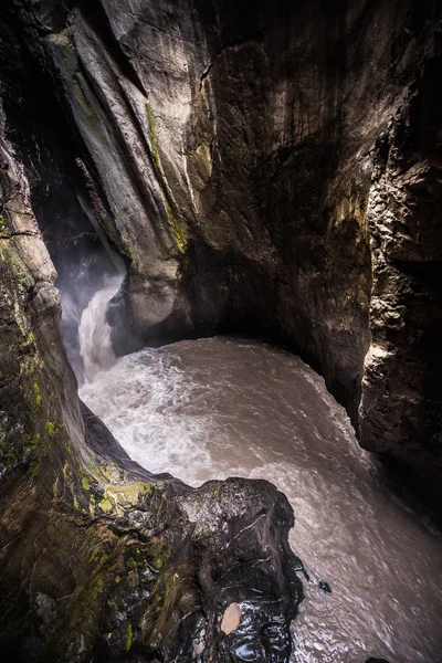 Ouray Box Canyon Cascada Luz Del Sol Que Brilla Las — Foto de Stock