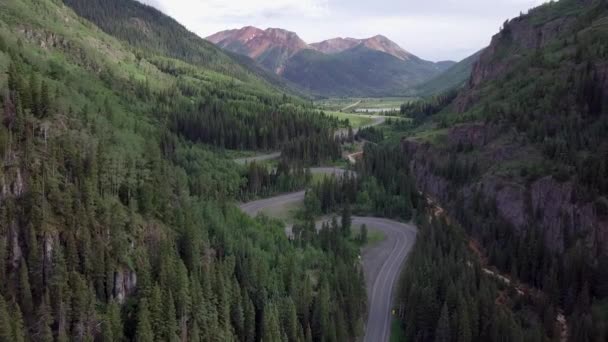 Miljoen Dollar Highway Colorado Route 550 Buurt Van Ouray Antenne — Stockvideo