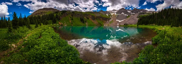 Panoramic View Blå Sjön Nära Nära Ridgway Colorado Med Mountain — Stockfoto