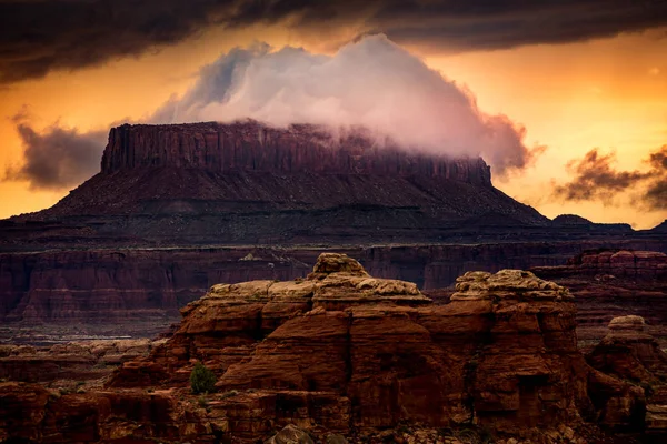 Tramonto Nel Quartiere Needles Canyonlands Nello Utah Usa — Foto Stock