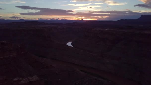 Schöne Luftaufnahme Nach Sonnenuntergang Über Dem Colorado Fluss Der Nähe — Stockvideo