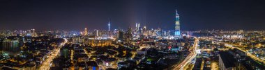 Güzel Şehir Kuala Lumpur gece Malezya panorama  