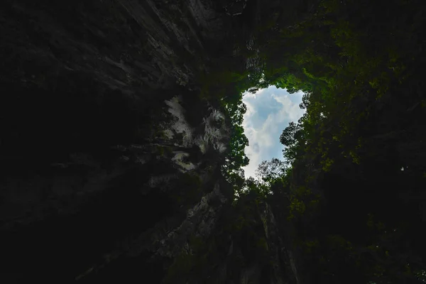 巴图洞穴内从地面向上 — 图库照片