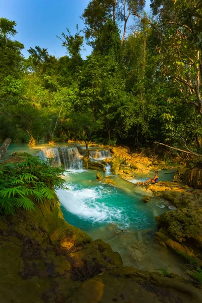 Tat Kuang Cachoeiras Luang Prabang Norte Laos — Fotografia de Stock