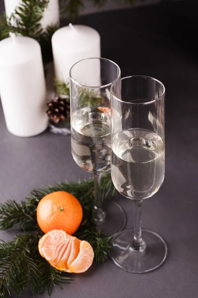 Holiday glass of wine, Christmas And New Year Holiday Table Sett