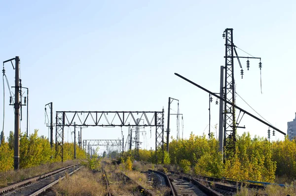 Roubo Corte Fios Enforcamento Guerra Abandonado Abandonado Ferroviário Desenergizado Carrinho — Fotografia de Stock