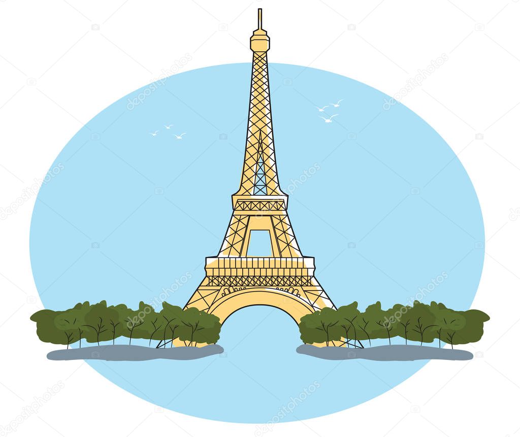 Vector image of Eiffel Tower Paris France