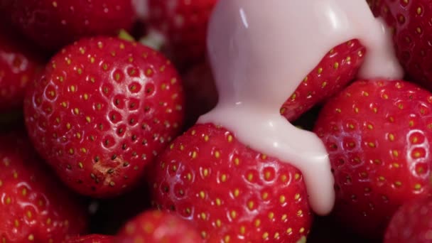 Reife Erdbeere Zeitlupe — Stockvideo