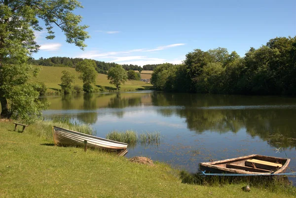 Clerklands Loch Boats Scottish Borders — Stock Photo, Image