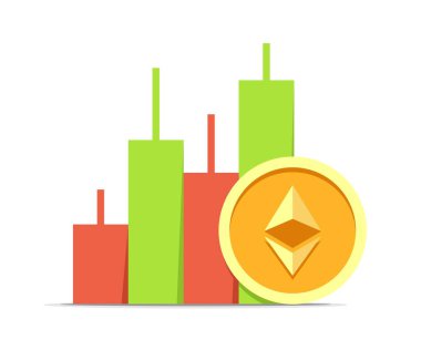Ethereum değer veri grafik modern kavramı. Cryptocurrency düz vektör çizim