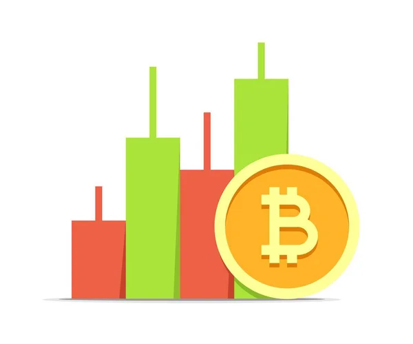 Bitcoin Waarde Gegevens Grafiek Moderne Concept Cryptocurrency Platte Vectorillustratie — Stockvector