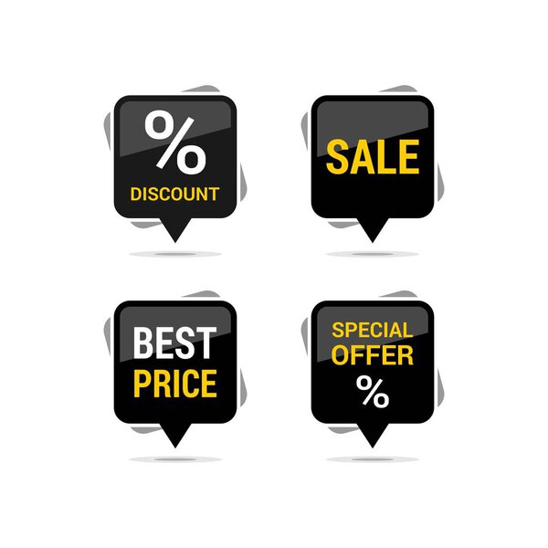 Sale discount square icons. Special offer price signs. Discount, best price, sale and special offer symbols. Colored vector flat elements badges