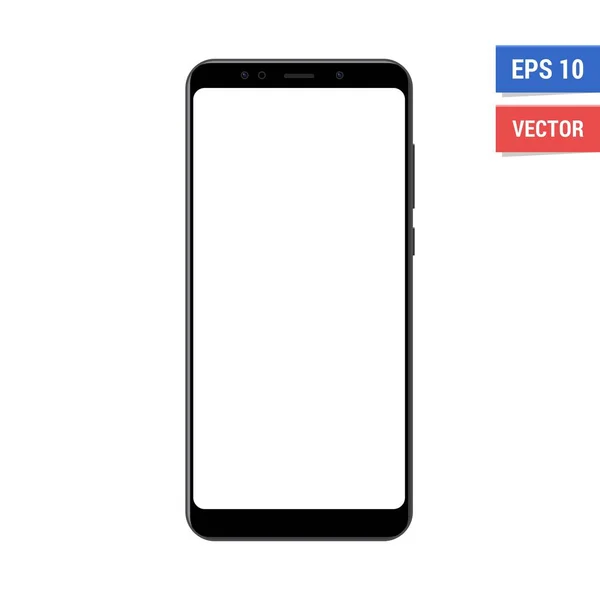 Smartphone Modello Piatto Vettoriale Realistico Con Schermo Bianco Vuoto Scala — Vettoriale Stock