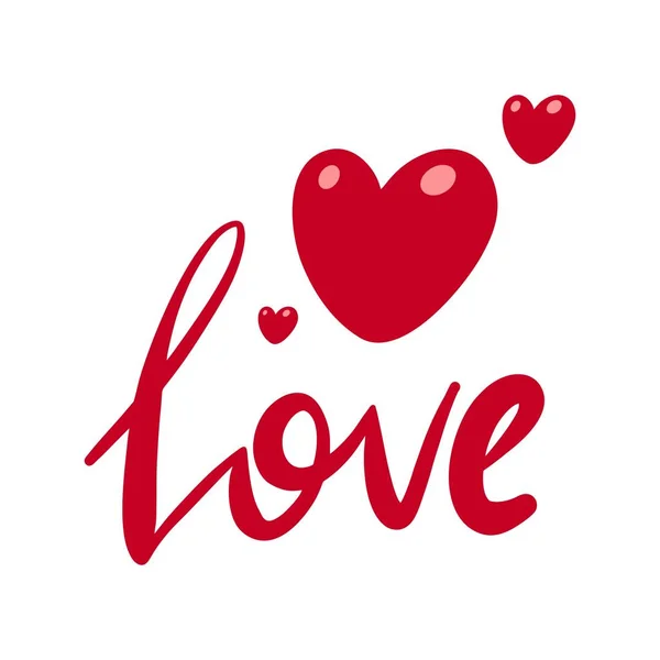 Amour Avec Des Cœurs Rouges Joyeux Valentine Day Vecteur Plat — Image vectorielle