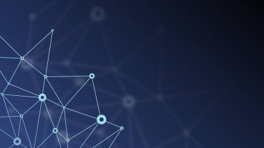 Soyut fütüristik kripto blockchain. Beyaz noktalar ve üçgen şekiller. Modern dijital teknoloji kavramı doku başlık sayfası veya web tasarımı için