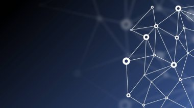 Soyut fütüristik kripto blockchain. Beyaz noktalar ve üçgen şekiller. Modern dijital teknoloji kavramı doku başlık sayfası veya web tasarımı için