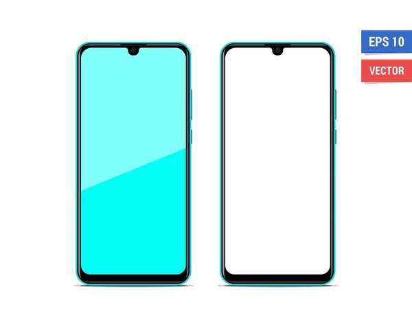 Gerçekçi vektör düz model akıllı telefon beyaz arkaplanda izole edilmiş. Resmi herhangi bir çözünürlükte ölçekle