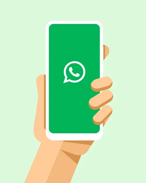 Mão Segura Smartphone Com Aplicativo Whatsapp Tela Plano Vetor Moderno —  Vetores de Stock