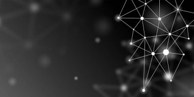 Soyut fütüristik kripto blockchain. Beyaz noktalar ve üçgen şekiller. Modern dijital teknoloji kavramı doku başlık sayfası veya web tasarımı için