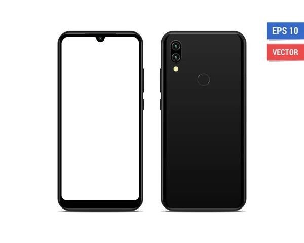 Beyaz arkaplanda boş ekranı olan gerçekçi vektör düz model Xiaomi Redmi Note7. Resmi herhangi bir çözünürlükte ölçekle