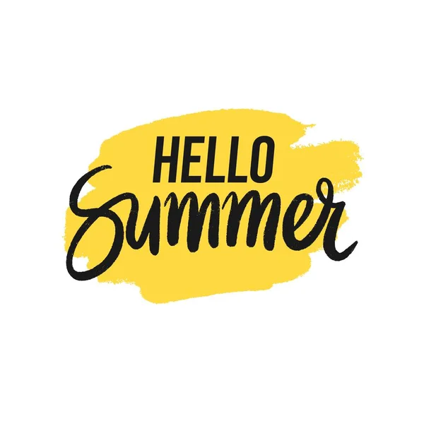 Векторная Иллюстрация Текст Слов Hello Summer Yellow Spot — стоковый вектор