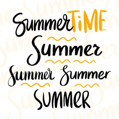 Sarı metin ile beyaz arka plan üzerinde el yazısı kelimelerin Fırça yazı vektör illüstrasyon Yaz Saati