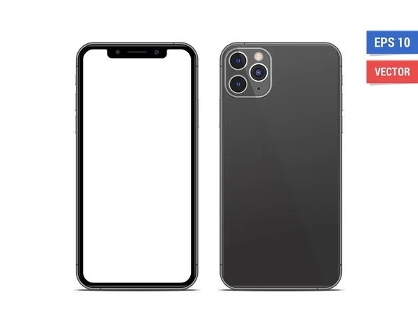 Gerçekçi vektör düz maket Apple iPhone 11 Pro Max beyaz arka planda izole edilmiş boş ekran. Resmi herhangi bir çözünürlükte ölçekle
