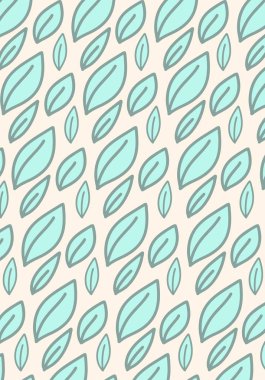 Açık bej arka planda yaprakları olan renkli basit karalama deseni. Düz vektör illüstrasyonu