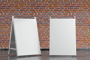 3D çizim render bir tuğla üzerinde beyaz bilgi işareti