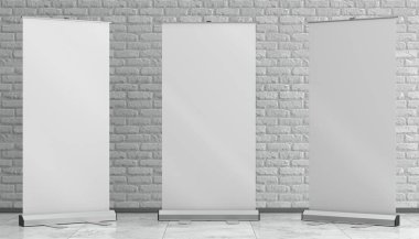 3D çizim render toplaması mockup beyaz tuğla backg tarihinde