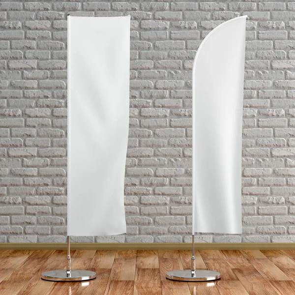 3d illustration render of an advertising flag mockup on a white — Stock Photo, Image