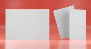 Renkli arka planda bir broşür maket3d render illüstrasyon.