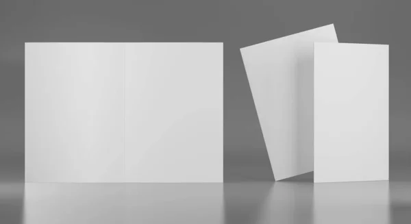 3D рендеринг иллюстрации макета листовки на сером фоне . — стоковое фото