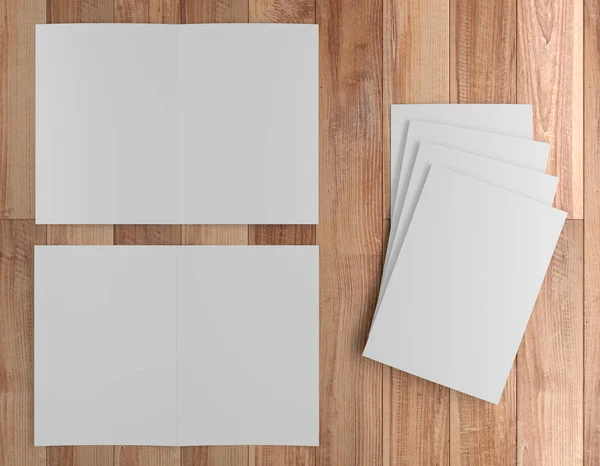 3D renderen illustratie van een folder mockup op hout achtergrond. — Stockfoto