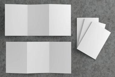 Beton backgroun bir broşür mockup 3d render illüstrasyon