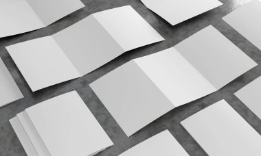 Beton backgroun bir broşür mockup 3d render illüstrasyon