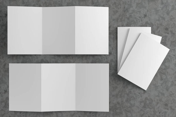 3d render illustration of a leaflet mockup on concrete backgroun