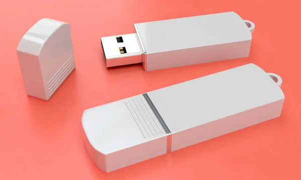 3d render illustration of a flashdrive mockup on color backgroun — Stock Photo, Image