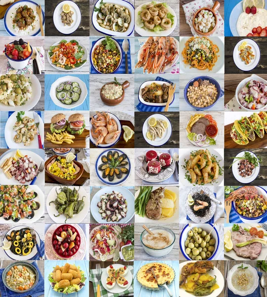 Collage Avec Plusieurs Images Différents Types Aliments — Photo