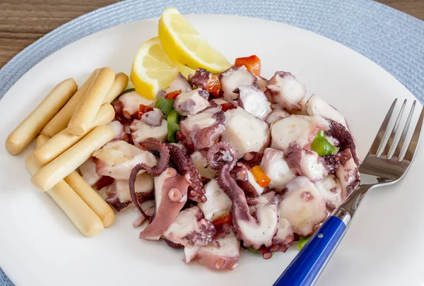 Octopus Salad Vinaigrette Sauce — Stock Photo, Image