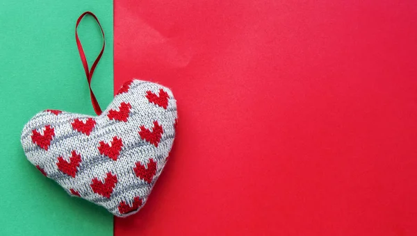 Christmas Decorative Hanging Heart Multicolored Background — Stock Photo, Image