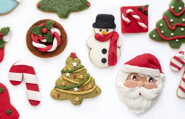 Christmas Butter Cookies Decorated Fondant — Stock Photo, Image