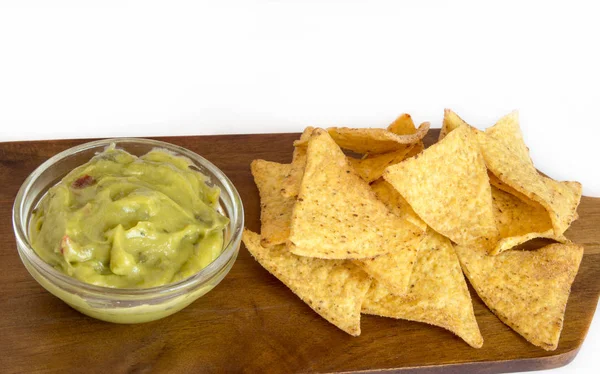 Nachos Tex Mex Guacamole Sauce — Stock Photo, Image