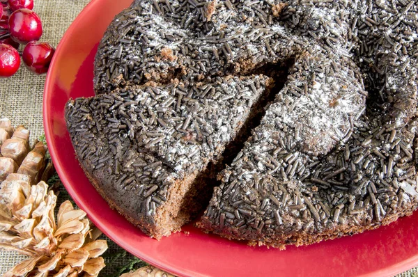 Chocolate Cake Served Plate — Stock Photo, Image