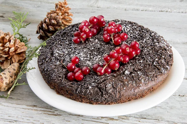 Chocolate Christmas Cake Currants — Stock Photo, Image