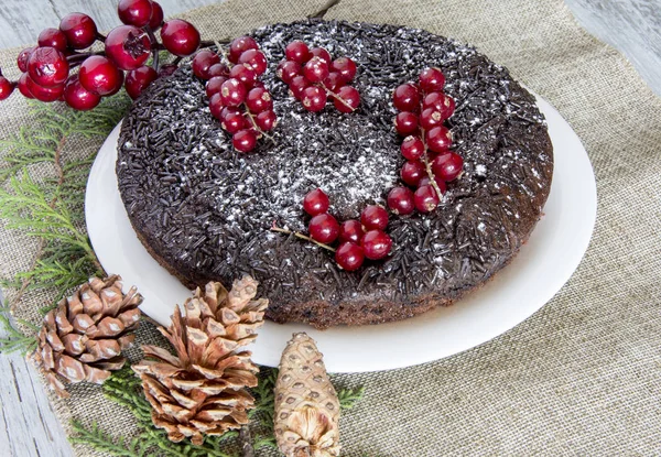 Christmas Chokladkaka Med Vinbär — Stockfoto