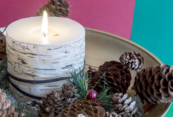 Christmas Decoration Candle — Stock Photo, Image