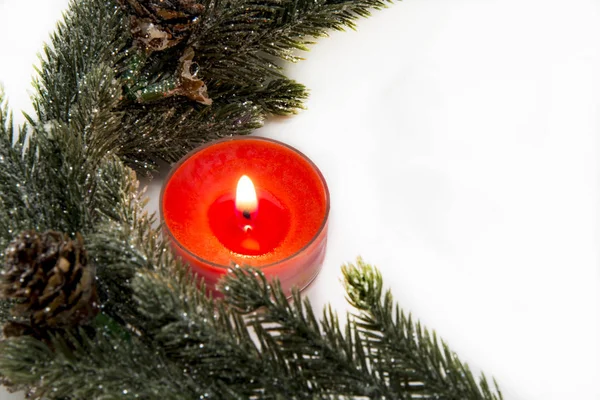 Christmas Red Decorative Candle — Stock Photo, Image