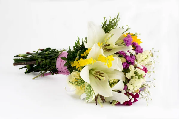 Boeket Van Gevarieerde Bloemen Verschillende Kleuren — Stockfoto