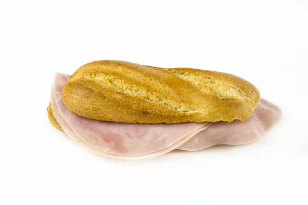 Cooked Ham Sandwich White Background — Stock Photo, Image